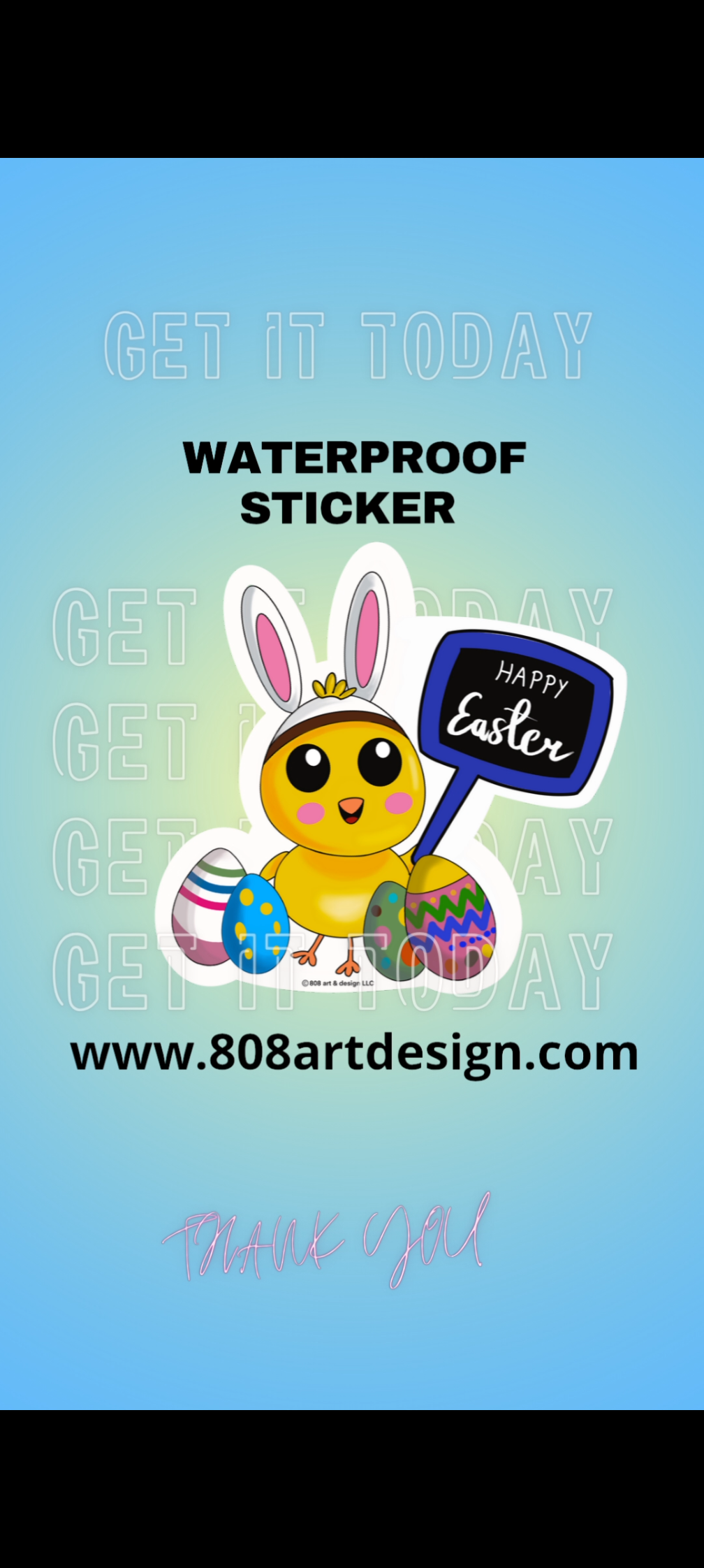 Easter Chick bunny 2025 sticker