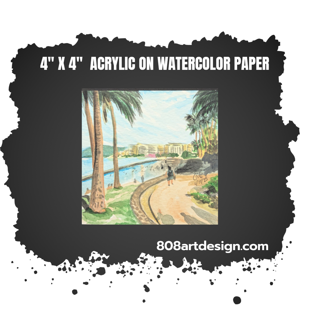 Waikiki beach original hand painted ( FREE SHIPPING )
