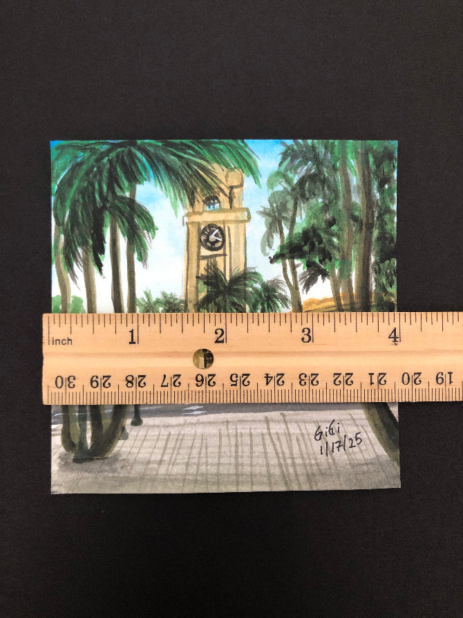 Aloha Tower  4" x 4" original hand painting ( free shipping )