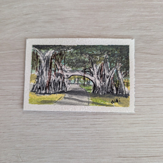 small painting of a banyan tree 